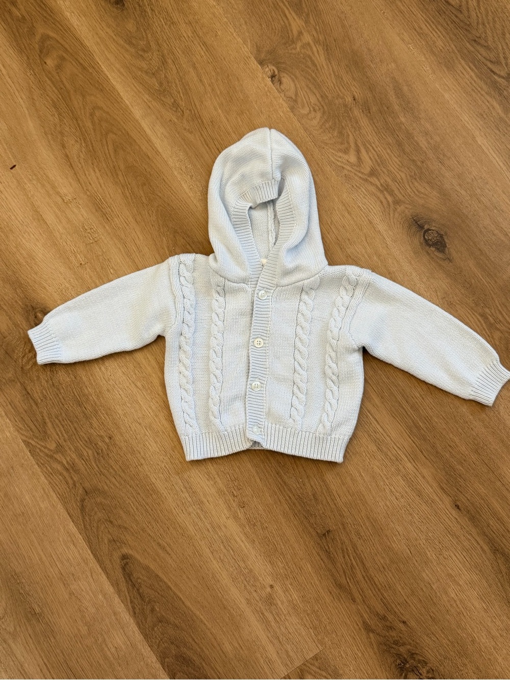 Baby Place Hooded Cable Knit Cardigan - Light Blue - 6-9M
